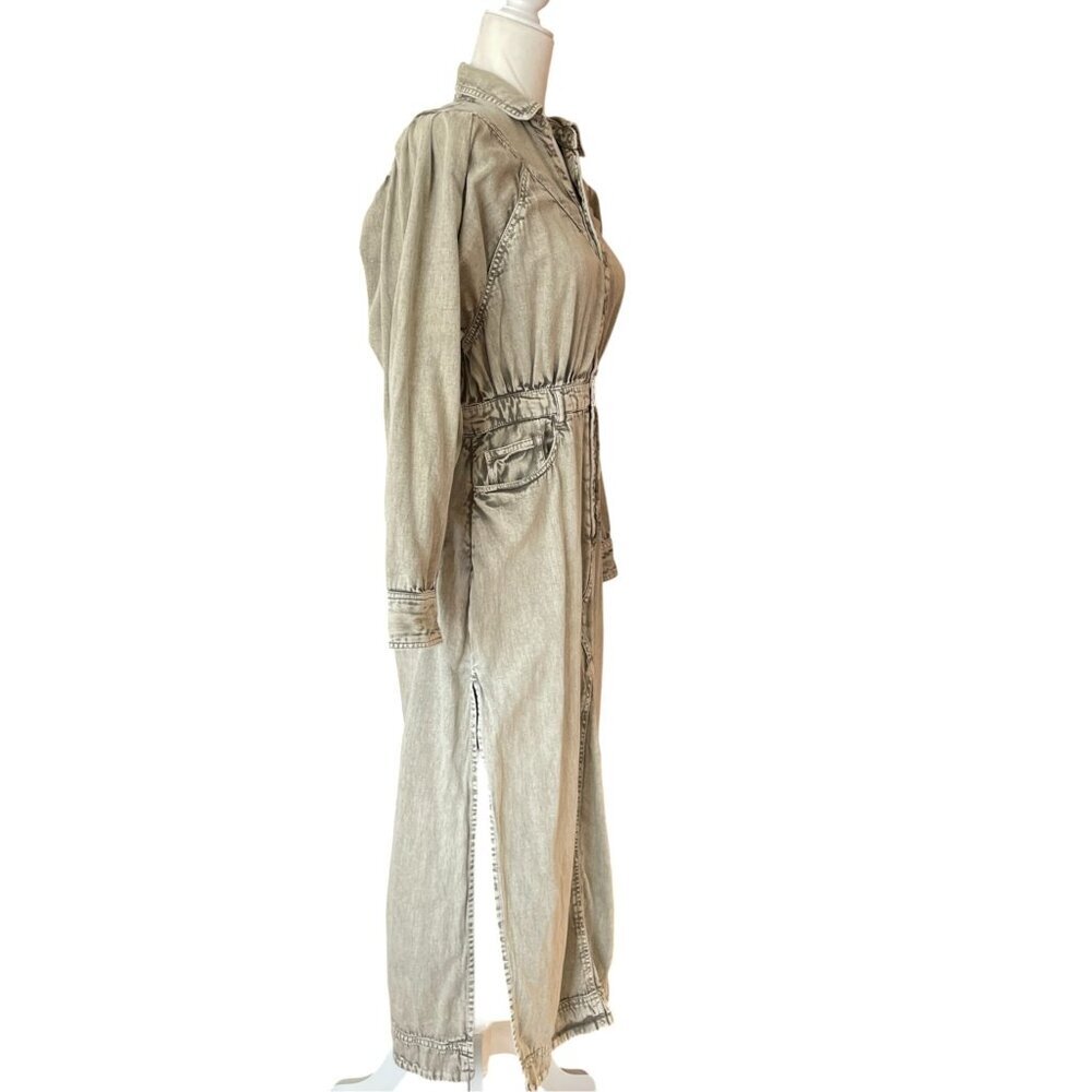 Free People Mad Love Denim Midi Dress- Sage SZ M - Picture 2 of 13